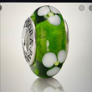 green with white flowers pandora charm